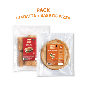 Pack: 1 Ciabatta (570g) + 1 Base de Pizza (300g)Congeladas y Sin Gluten América Orgánica